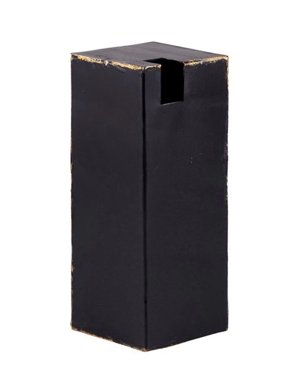 Black Distressed Recycled Rectangular Iron Vase